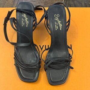 Seychelles Black Strappy Square-Toe Heels